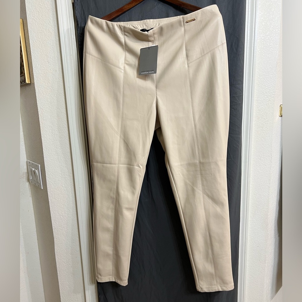 NWT Marc New York Cream leather pull on leggings full control waistband